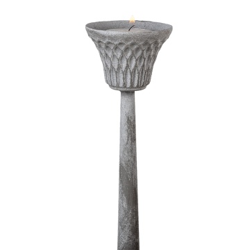 Suport pentru lumanare, gri, din metal, aspect vintage, Ø15x50 cm - Img 3
