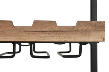 Suport pentru sticle din lemn de acacia și metal, 35x25x75 cm, finisaj natural/negru - Img 4
