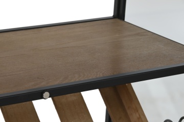Suport pentru sticle din metal, lemn și sticlă, 102x32x60 cm, finisaj natural/negru - Img 8