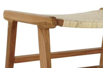 Taburet din lemn de tec si rattan, " Tequro " - Img 3