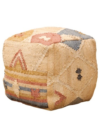Taburet kilim din bumbac și cânepă, "Summer End"