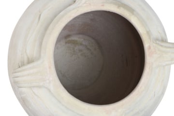 Vas decorativ amforă din teracotă artizanală, finisaj craft alb-crem, cu 4 anse, 57×57×93 cm, „Jerba" - Img 7