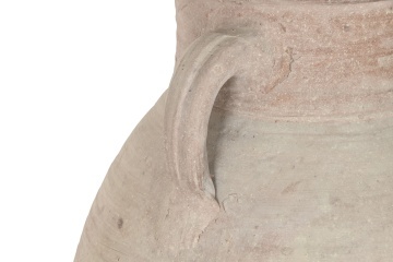 Vas decorativ amforă din teracotă artizanală, finisaj craft roz-crem, cu 2 anse, 40×40×98 cm, „Jerba" - Img 3