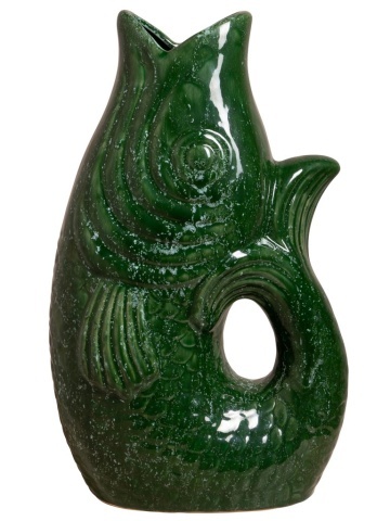 Vas decorativ din ceramică glazurată verde, "Fish"