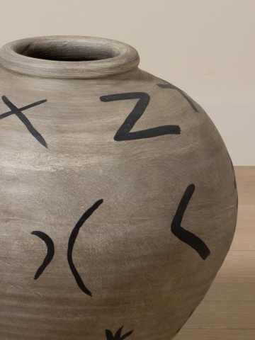 Vas decorativ din teracotta cu motive tribale , H41cm , "Ritual" - Img 3