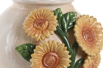Vază decorativă din ceramică cu motiv floarea-soarelui, 26×26×24 cm, „Girasol" - Img 3