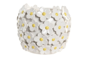 Vază decorativă margarete alb cu accente galbene din ceramică, "Marguerite" - Img 2