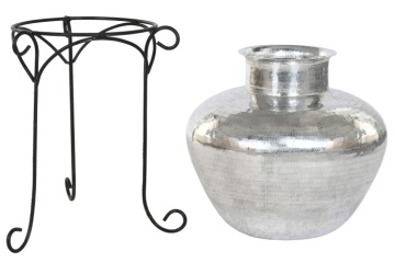 Vază decorativă, stil modern elegant, culoare argintiu, din aluminiu, „Silver” - Img 5