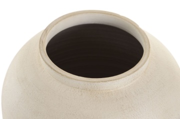 Vază decorativă tip tibor, stil rustic natural, culoare teracotă cu blat natur, din lemn de mango, „Tibor” - Img 4