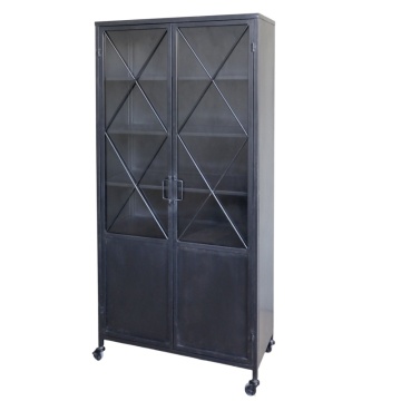 Vitrina din metal, cu aspect vintage, Antique Black