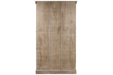 Vitrină sculptată manual din lemn masiv de mango, finisaj décapé alb, 2 uși vitrate, 3 rafturi, 120×44×210 cm, „Jaipur" - Img 3