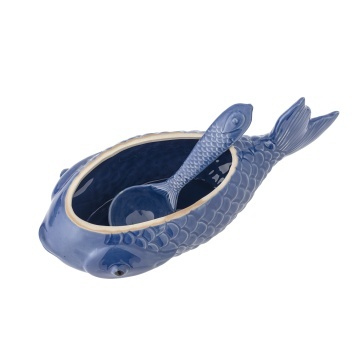 Zaharniță rustică din ceramică albastră, în formă de pește, 35,5x15x15,5 cm, „Hiro" - Img 4