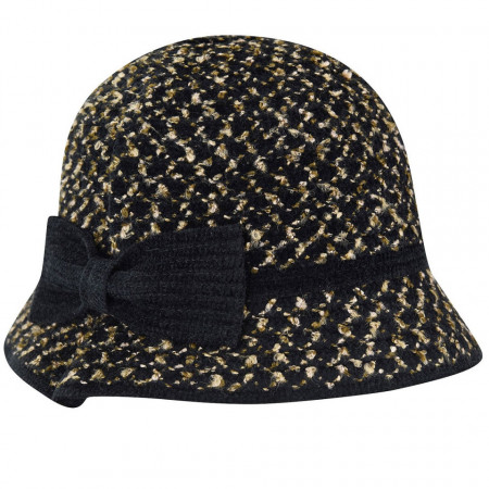 Palarie Betmar Cherie Braided Asymmetrical Cloche Negru