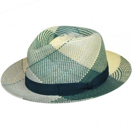Palarie Bailey of Hollywood Giger Panama Fedora Verde Plaid