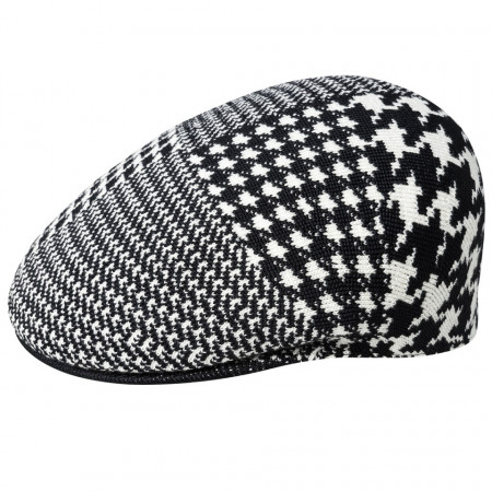 Kangol abstract houndstooth 504 flatcap, Schwarz