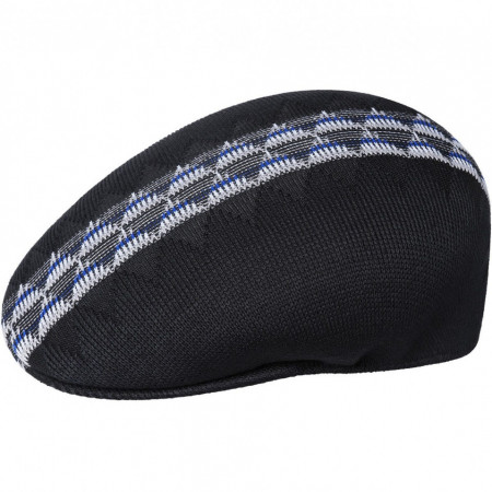 Kangol argyle stripe 504 flatcap, Schwarz