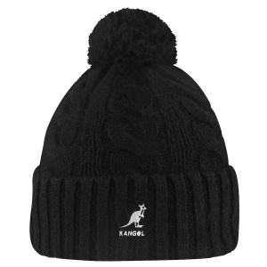 Kangol, Caciula din amestec de lana cu ciucure Pom, Negru mat