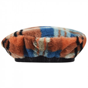 Bereta Kangol Faux Fur Fiery Orange Plaid 3