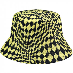 Palarie Kangol Warped Check Bucket Bleumarin-Galben 4