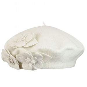 Betmar flower beret baskenmütze, Weiß