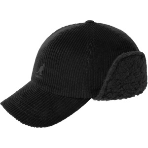 Kangol Cozy Cord Earlap Flat Cap, Black