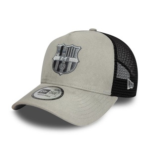 New Era, sapca trucker FC Barcelona faux suede, Gri antracit