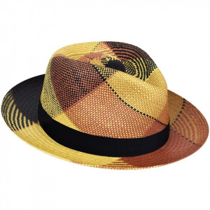 Palarie Bailey of Hollywood Giger Panama Fedora Tan Plaid 3