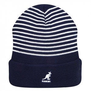 Kangol, Strickmütze stripe cuff, Dunkelblau