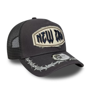 New Era, sapca trucker distressed patch, Gri carbune - Img 3