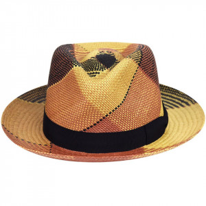 Palarie Bailey of Hollywood Giger Panama Fedora Tan Plaid 2