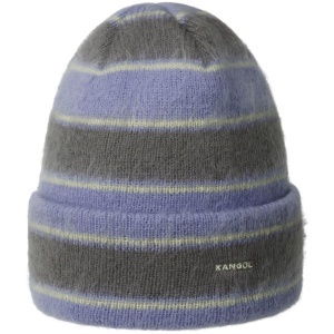 Kangol, Caciula elastica stripe Fuzzy, Albastru/Negru