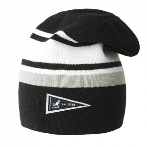Kangol reversible stripe slouch Muetze, Schwarz