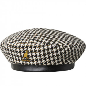 Kangol tooth grid beret baskenmütze, Weiß-Schwarz