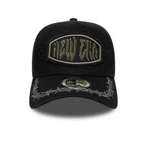 New Era, sapca trucker distressed patch, Negru mat - Img 2