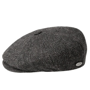 Bailey of Hollywood galvin herringbone flatcap, Schwarz