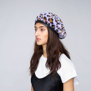 Bereta Kangol Faux Fur Lavender Leopard 7