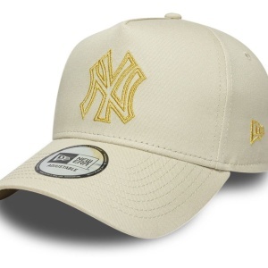 New Era, sapca trucker A-frame Metallic Outline NY Yankees, Bej safari