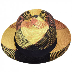 Palarie Bailey of Hollywood Giger Panama Fedora Tan Plaid 4