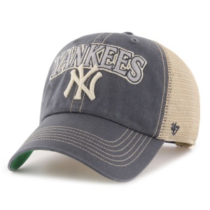 47 Brand, Sapca de bumbac cu logo New York Yankees si segmente de plasa, Negru