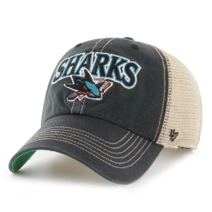 47 Brand, Sapca de bumbac cu logo San Jose Sharks si segmente de plasa, Negru