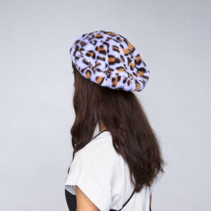 Bereta Kangol Faux Fur Lavender Leopard 8