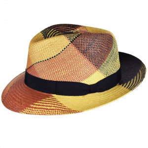 Palarie Bailey of Hollywood Giger Panama Fedora Tan Plaid 5