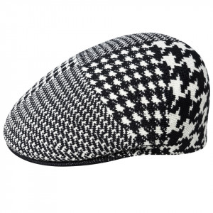 Kangol abstract houndstooth 504 flatcap, Schwarz