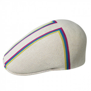 Kangol Angle Stripe 504 Flat Cap, White