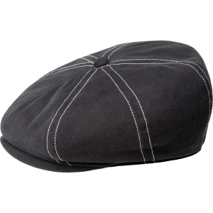 Kangol heavy washed 8 panel flatcap, Black