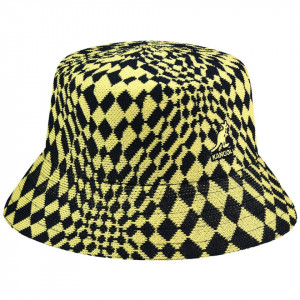 Palarie Kangol Warped Check Bucket Bleumarin-Galben 2