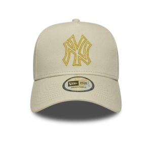 New Era, sapca trucker A-frame Metallic Outline NY Yankees, Bej safari - Img 2