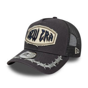 New Era, sapca trucker distressed patch, Gri carbune