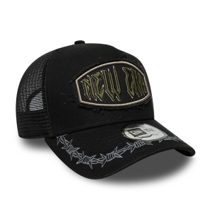 New Era, sapca trucker distressed patch, Negru mat - Img 3