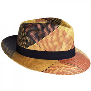 Palarie Bailey of Hollywood Giger Panama Fedora Tan Plaid 6